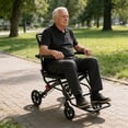 thumbnail image 2 of Safe Foldable Transport Wheelchair for Adults Seniors, Carbon Steel Frame with Automatic Handbrake, Adjustable Safety Belt, 17.7" Wide Seat & Pull Bar for Easy Transport, 2 of 9