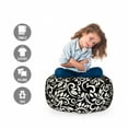 thumbnail image 2 of Vines Storage Toy Bag Chair, Monochrome Abstract Flowers Grape Leaves Modern Dots Arrangement, Stuffed Animal Organizer Washable Bag, Small Size, Charcoal Grey Off White, by Ambesonne, 2 of 3