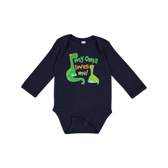 Inktastic My Oma Loves Me Dinosaur Boys Long Sleeve Baby Bodysuit