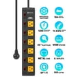 thumbnail image 5 of CRST Power Strip 6 Outlet Heavy Duty Surge Protector Individual Switch 6ft Extension Cord with Flat Plug, 15A Circuit Breaker, 5 of 7
