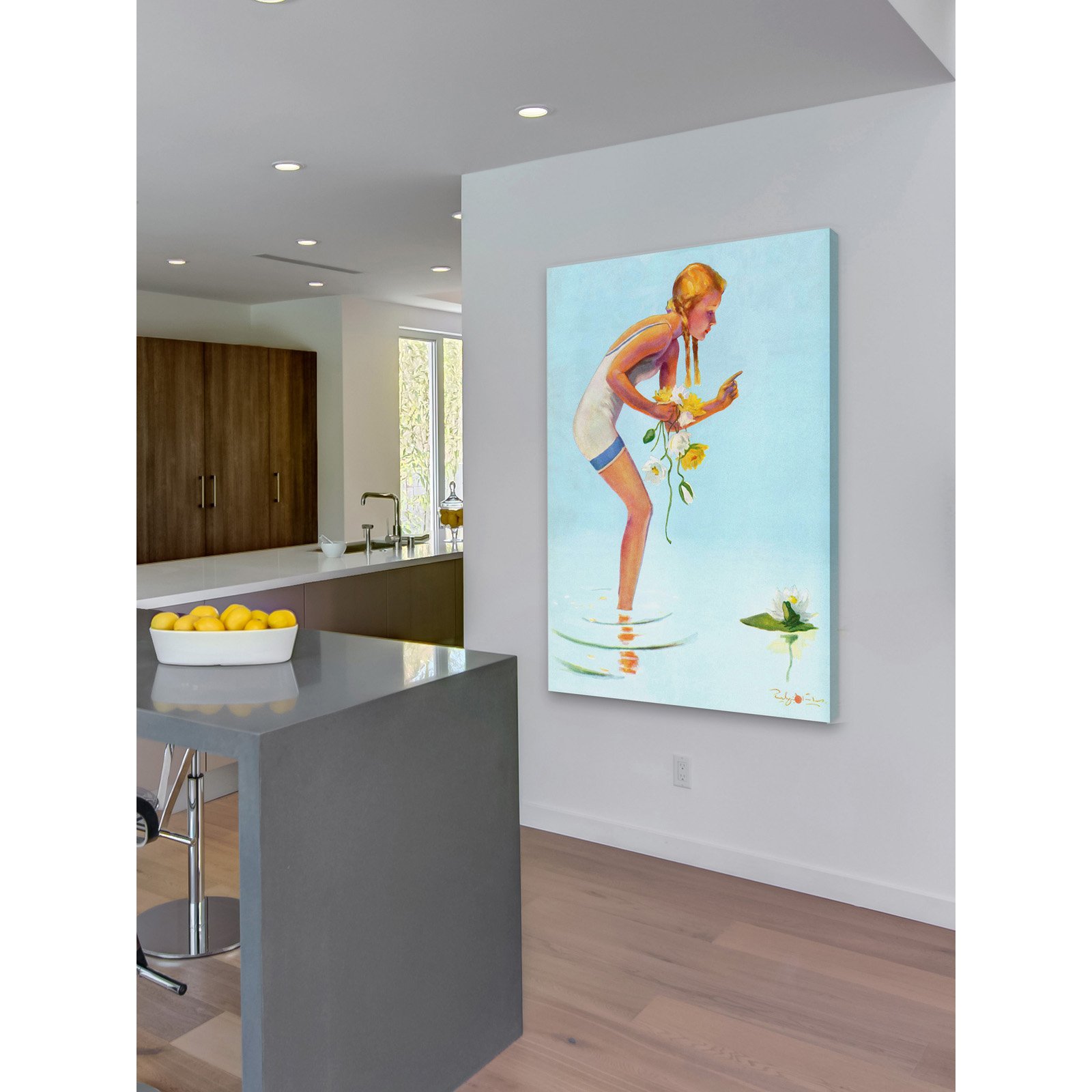 Marmont Hill "Girl with Flowers" by Curtis Painting Print on Canvas