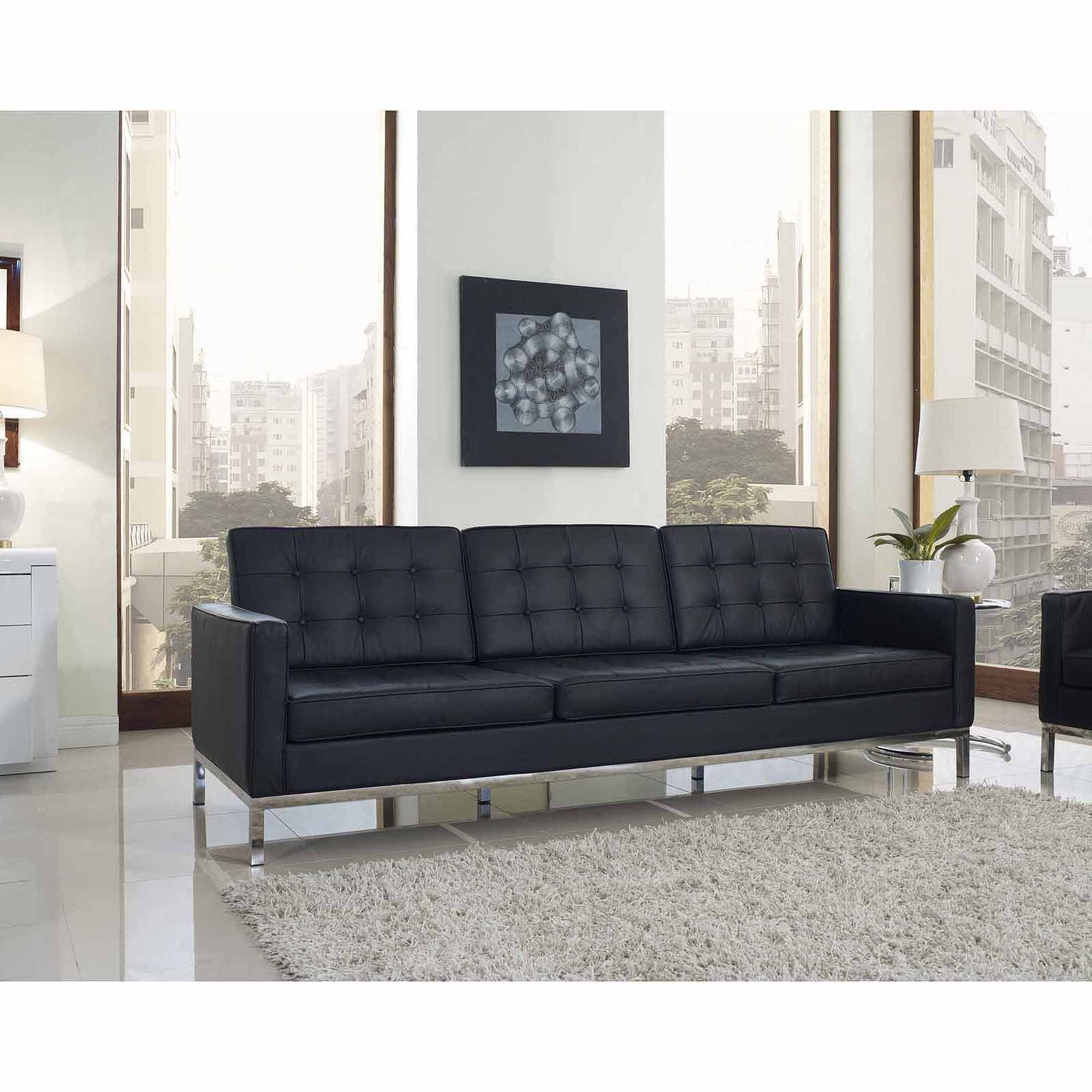 Modway Loft Leather Sofa With Steel Legs Multiple Colors