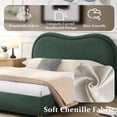 thumbnail image 3 of Noble House Queen Size Upholstered Platform Bed Frame with Rounded Corners Curved Headboard,Olive Green, 3 of 5