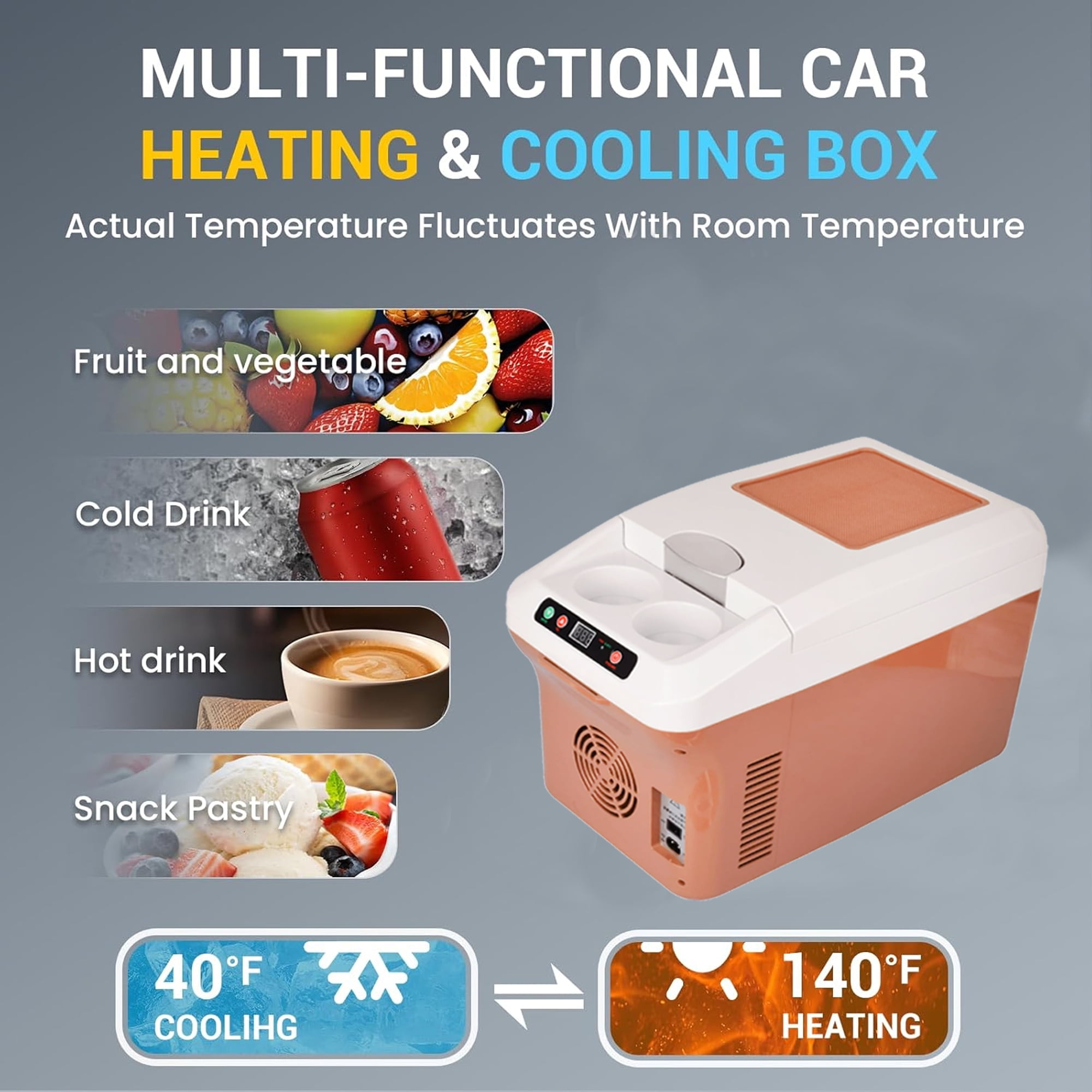 15L Car Electric Cooler and Warmer 12V/24V/110V, Hot Cold Portable Electric Cool Box Mini Fridge Quiet Camping Freezer Vehicle Truck RV Boat,Fast Cooling for Both Car And Home Use