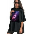 thumbnail image 3 of Plus Size Shirt for Women Black Tops for Women Short Sleeves Shirt for Women Galaxy T Shirt Crewneck Shirt for Women XL, 3 of 5