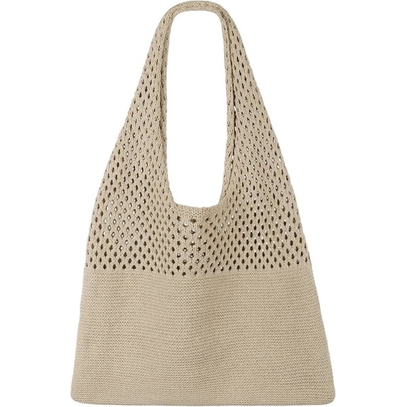 SUOSDEY Beach Tote Bag for Women, Crochet Boho Tote Bag Aesthetic Mesh Shoulder Bag for Summer Vacation