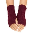 thumbnail image 2 of Dyfzdhu Women Casual Fall Winter Simple Solid Color Pattern Knitted Short Half Finger Gloves Red, 2 of 8