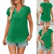 thumbnail image 2 of Lightweight Women's Loose Fit T Shirt V Neck Design Breathable Fabric Summer Tops Solid Color Casual Blouse Comfort Wear White XXL, 2 of 4