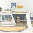 thumbnail image 3 of Leadzm Twin over Full Bunk Bed with Twin Size Loft Bed with Desk and Slide,Full-Length Guardrail, White, 3 of 9