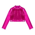 thumbnail image 3 of Nyeemya Kids Girls Shiny Dance Crop Tops Athletic Sports Gymnastics Fitness T-Shirts Ballet Hip Hop Hot Pink 8, 3 of 6