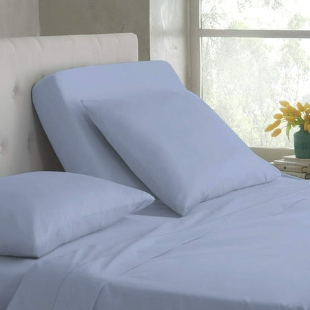 Top Split-Queen: Adjustable Queen Bed Sheets - 4PC Bed Sheet Set - 100% Egyptian Cotton - 800 Thread Count - 15 Inch Deep Pocket Top Split Queen Light Blue Solid - Split Down 39 inches from The top