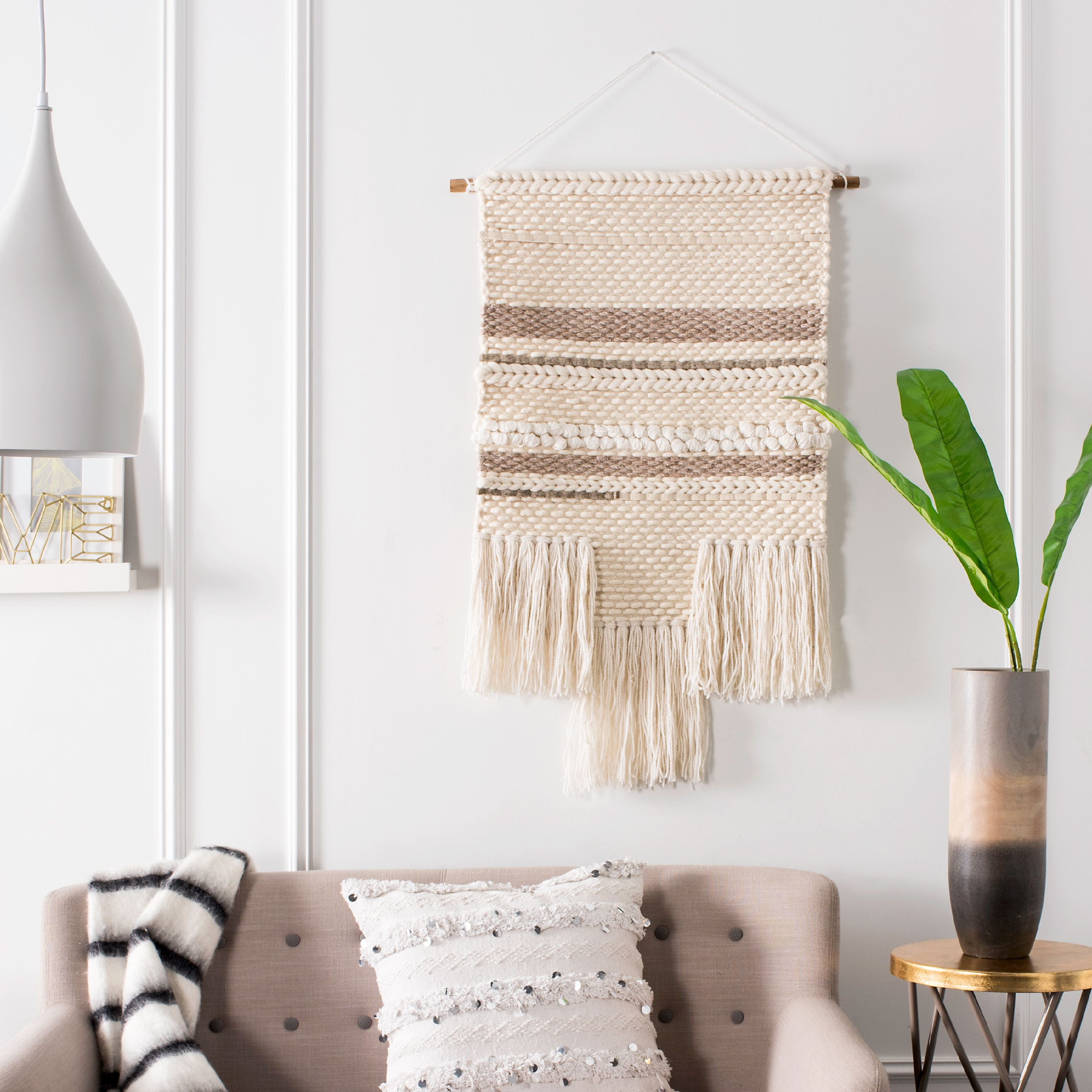 Safavieh Sedona Finners Striped Woven Wall Tapestry, Ivory/Beige