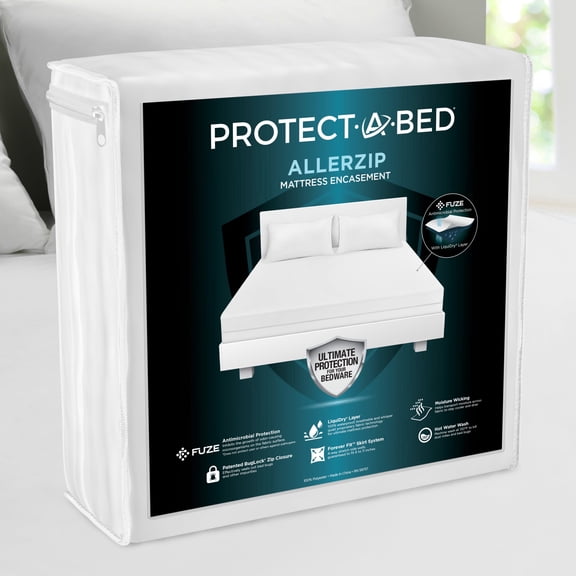 Protect-A-Bed AllerZip Zippered Mattress Protectors, Queen - Bed Bug Proof, Dust Mite Proof, 100% Waterproof