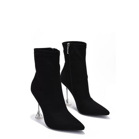 

Cape Robbin RENEE Pointed Toe Lucite Perspex Clear Stiletto High Heel Ankle Boot