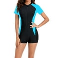 thumbnail image 4 of Ailaofu Women's Boyleg One Piece Rash Guard with Built in Bra Zip Front Short Sleeve Full Body Surfing Swimsuit, 4 of 6