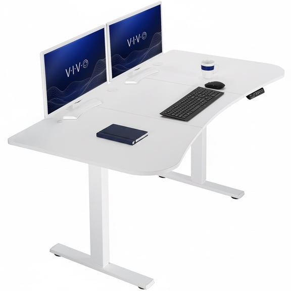 VIVO Electric 63” x 32” Stand Up Desk, White Table Top, White Frame