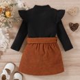 thumbnail image 5 of Kaprioy Baby Girl Fall Winter Clothes Baby Girl Outfits Ruffles Long Sleeve Ribbed Knitted Turtleneck T Shirt Tops Solid Bow Skirt Baby Girls Clothing Sets, 5 of 8