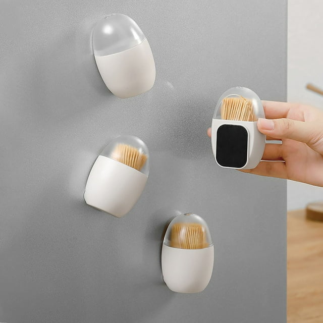 Hearth & Gear White Toothpick Holder Toothpick Storage Large Capacity Transparent Visible Toothpick Container For Olive Barbecue Fruit Teeth Cleaning Toothpicks Toothpick Holders Storage Container
