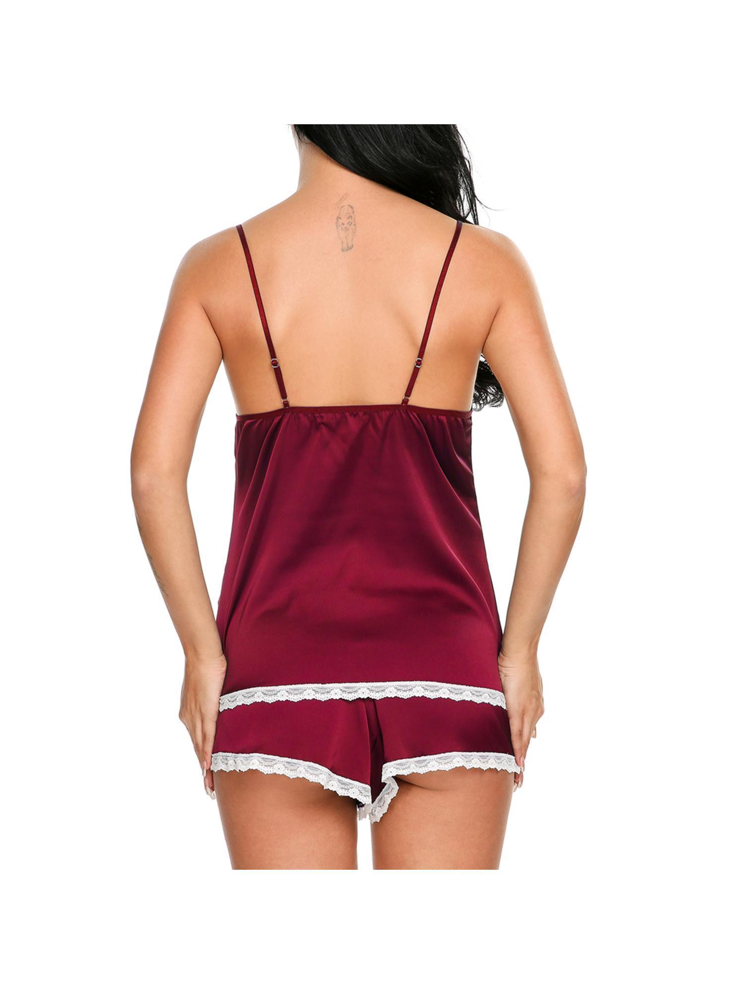 Women Lace Sling Sleepwear Shorts Sets Sleeveless VNeck Pajamas Set