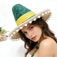 thumbnail image 4 of Hsqqdc Woven Straw Sombrero Hat, Wide Brim Mexican Style Sun Hat for Adults, 4 of 7