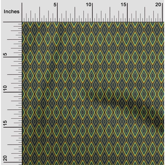 oneOone Cotton Poplin Fabric Argyle Flame Stitch Decor Fabric Printed BTY 42 Inch Wide