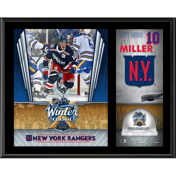 J.T. Miller New York Rangers 12" x 15" 2018 Winter Classic Sublimated Plaque with Game-Used Ice - Limited Edition of 250 - Fanatics Authentic Certified