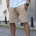 thumbnail image 4 of Besolor Men Running Shorts Casual Loose Drawstring Elastic Waist Wide Leg Summer Workout Short Pants with Zipper Pockets(XX-Large,Khaki), 4 of 5