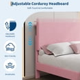thumbnail image 1 of Adjustable Storage Headboard Platform Bed Frame - Twin Size, Corduroy Upholstered, USB Charging Station, Wooden Slats, No Box Spring Needed, Easy Assembly - Gray, 1 of 8