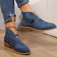 thumbnail image 5 of Mepaouo Womens Cutout Slip on Booties Fleece Lined Buckle Walking Work Snow Winter Outdoor Boots, 5 of 9