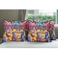thumbnail image 3 of Ambesonne Cat Throw Pillow Cover Pack of 4, Trippy Funny Kitty Disco Scene, 4 Pcs-20" x 20", Fuchsia Multicolor, 3 of 5