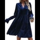 thumbnail image 3 of Vestido Babydoll Elegante de Terciopelo para Mujer, de Larga, Informal, con Escote en V, Corte A, Fluido, Formal, para Fiesta de Boda. Azul Marino XL, 3 of 8