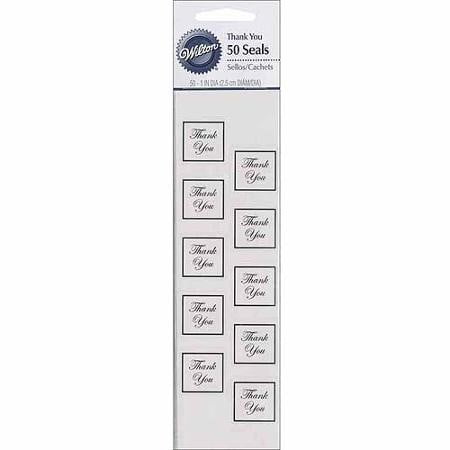 Wilton Thank You Envelope Decorating Seals, Silver, 50 Ct