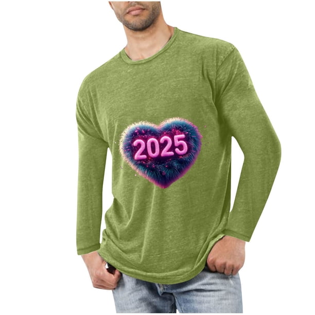 Blusas y camisas de manga larga con cuello redondo para hombre, deportivas, fitness, hogar, pijamas navideños estampados, camiseta de manga larga con cuello redondo, blusa de poliéster para hombre