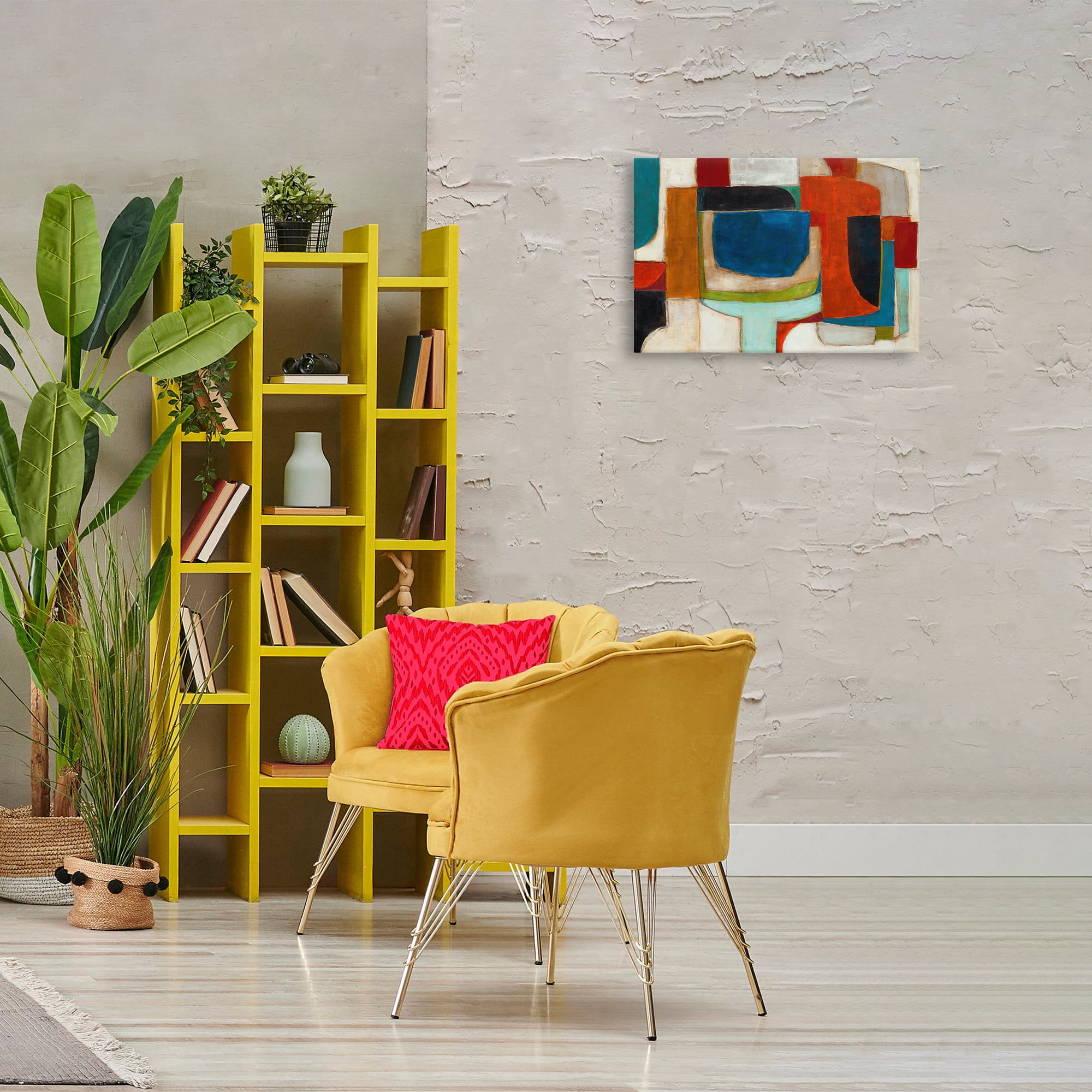 Stupell Industries Geometric Cubist Abstraction Abstract Painting Wrapped Canvas Art Print Wall Art, 24 x 16