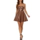 thumbnail image 2 of Vestido A-line de tirantes de espagueti con escote en forma de corazón para mujer, color marrón, 2 of 6