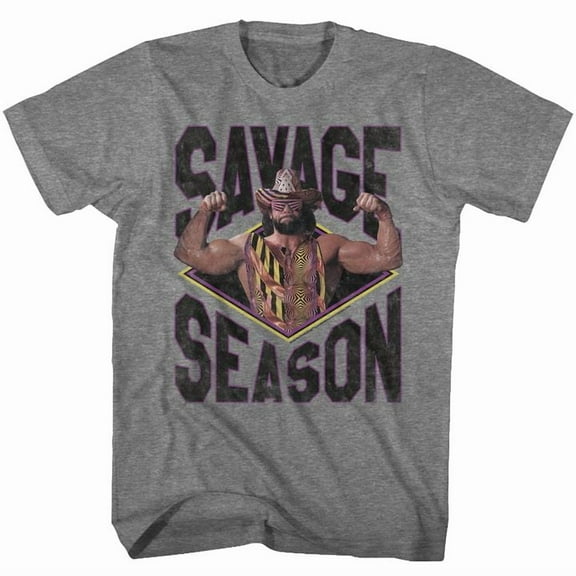 Macho Man Savage Season Graphite Heather Adult T-Shirt 5Xl