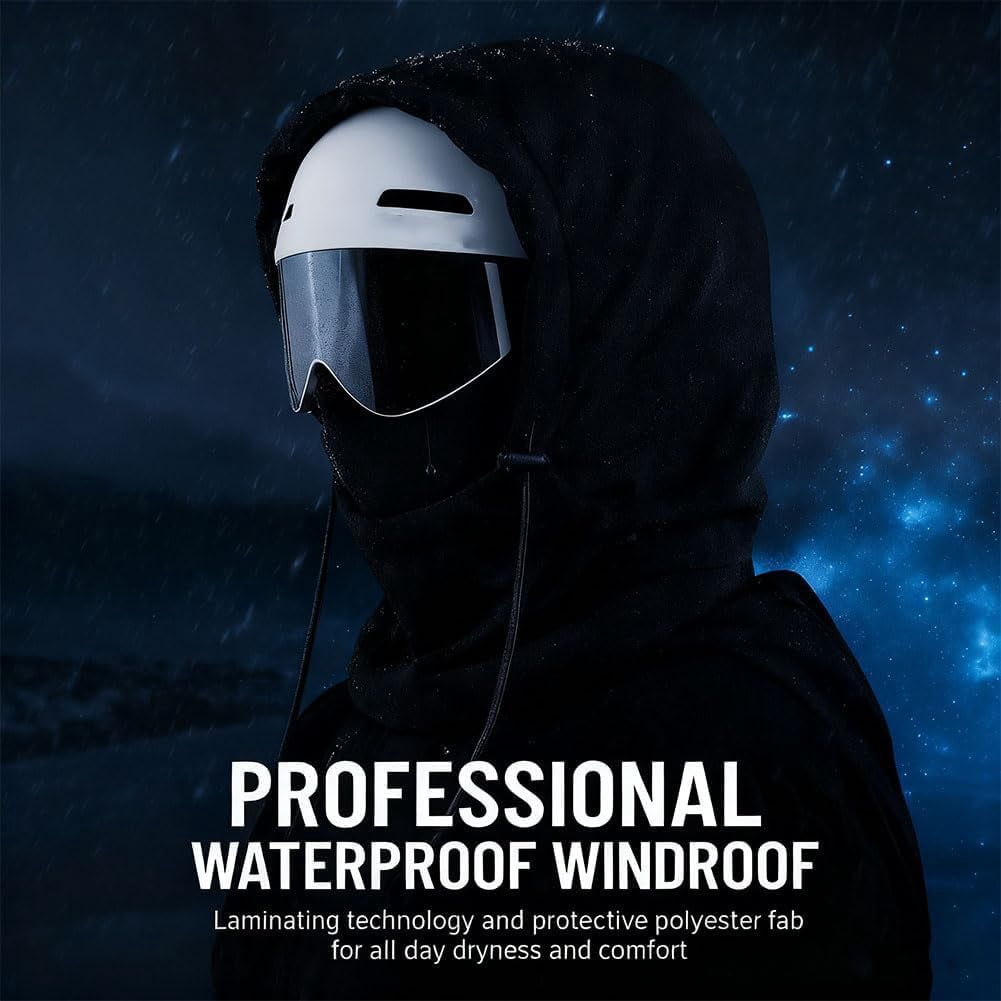 Waterproof Fleece Lined Hood, Multifunctional 3-in-1 Agriculture Hood Hat with Drawstring, Suitable for Skiing, Hiking and Other Outdoor Activities