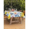 thumbnail image 3 of Outdoor Tablecloth with Umbrella Hole for Patio/Picnic/Party/Camping, Coastal Waterproof Table Cloth Rectangle Table Cover Washable, Summer Lemon Flower Shell Starfish Nautical (60"x 102"), 3 of 8