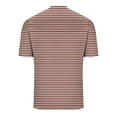 thumbnail image 4 of ohmzyzo Henley Shirts for Mens Striped Print Short Sleeve T-Shirts Summer Casual Regular Fit Tee Tops with Buttons Brown XL, 4 of 5