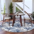 thumbnail image 4 of Summer Watercolor Style Round Living Room Rugs 5 ft, Blue Ocean Starfish Coral Washable Area Rug with Non-Slip Sturdy Edge Binding Round Carpet for Entryway Kitchen Bedroom Bathroom, 4 of 9
