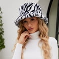 thumbnail image 2 of Yuanlong Womens Bucket Hat Fuzzy Leopard Print Plush Warm Winter Hat Wide Brim Windproof Retro Stylish Streetwear Headwear, 2 of 6