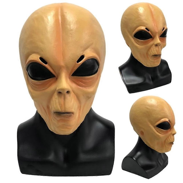 1 Halloween mask, scary alien Halloween cosplay costume mask for adults scary party decoration props, latex alien mask with big eyes UFO Halloween cos