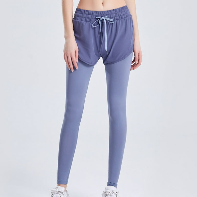 Mrat Women's Athletic Pants Full Length Yoga Pants Ladies Large Size Fitness  Sports Pants Dry Tight Height Waist Yoga Pants Female Pants Comfort Blue L  