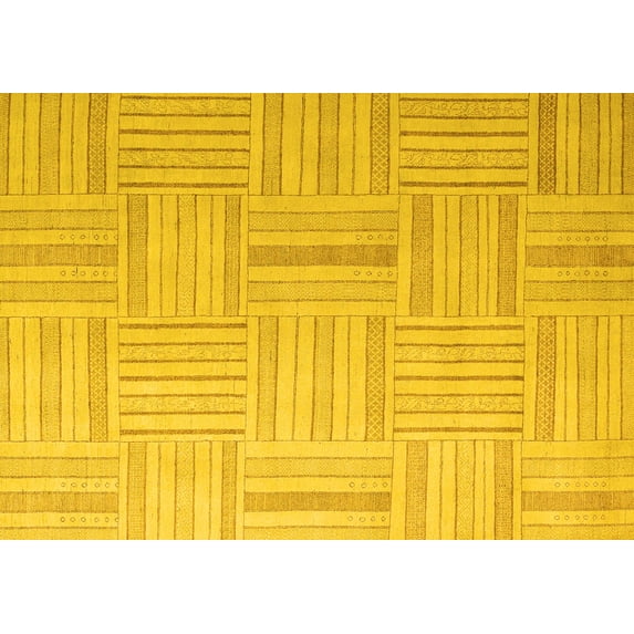 Ahgly Company Indoor Rectangle Checkered Yellow Modern Area Rugs, 7' x 9'