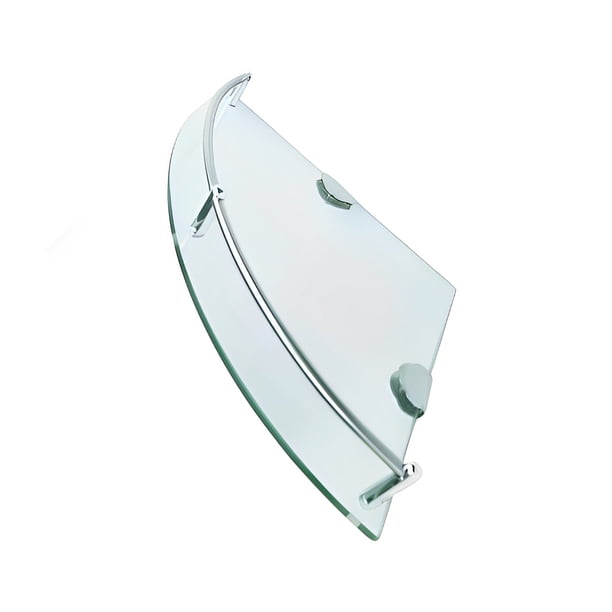 Wosthever Estante de esquina Suspensión Riel de vidrio SUS304 Baño de acero inoxidable Ducha Ventilador en forma de estante Vidrio templado Juegos de accesorios de baño Capa individual