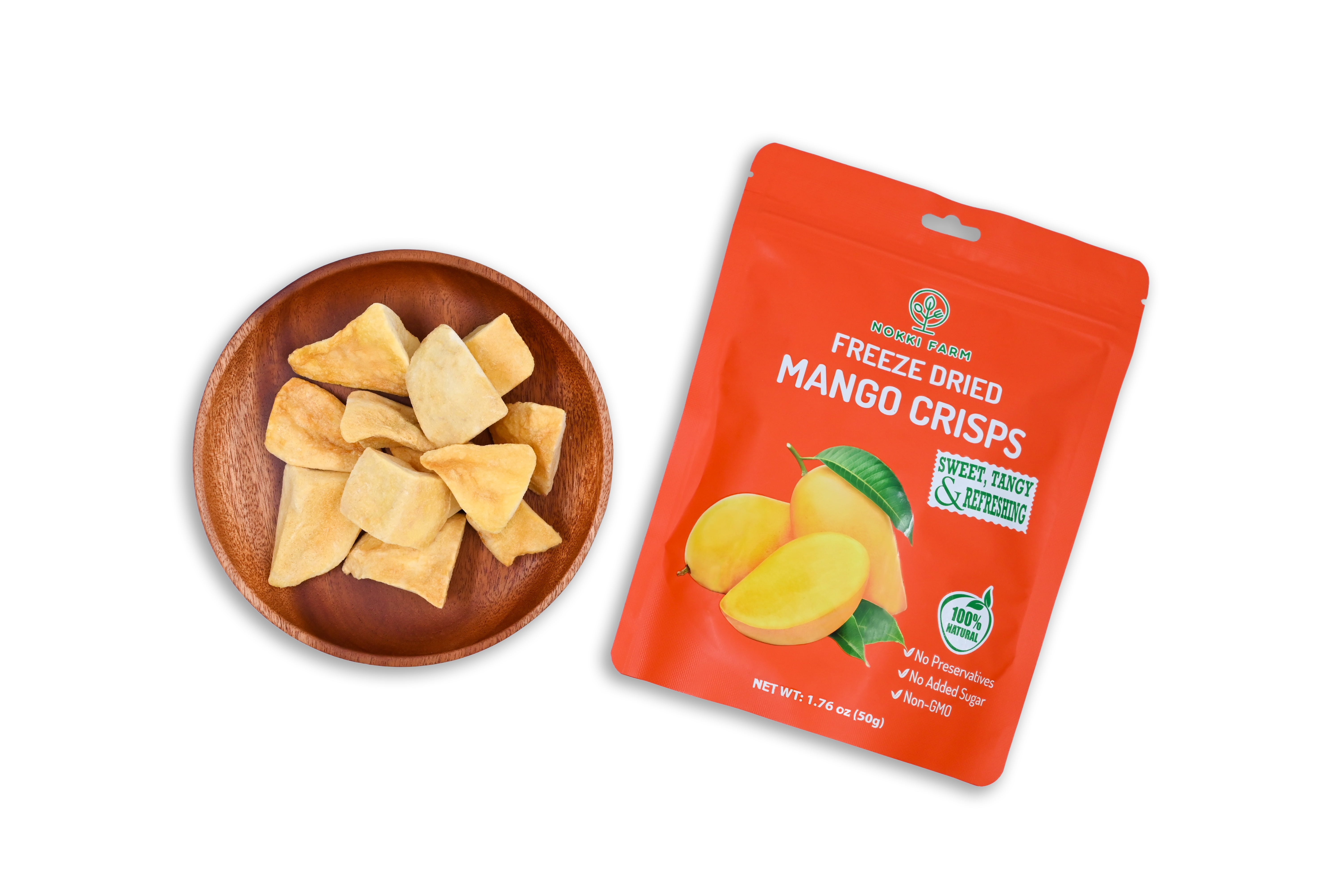 NOKKI FARM Freeze Mango Fruit, Healthy & Exotic Tropical Superfood Snacks, Kid-Approved, No Added Sugar or Preservatives, Shelf-Stable, 1.73 Oz, 3 Pack