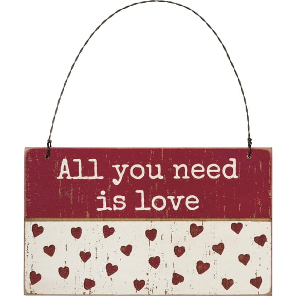 Primitives by Kathy 108711 All You Need is Love Hanging Ornament, 5-inch High, Wood