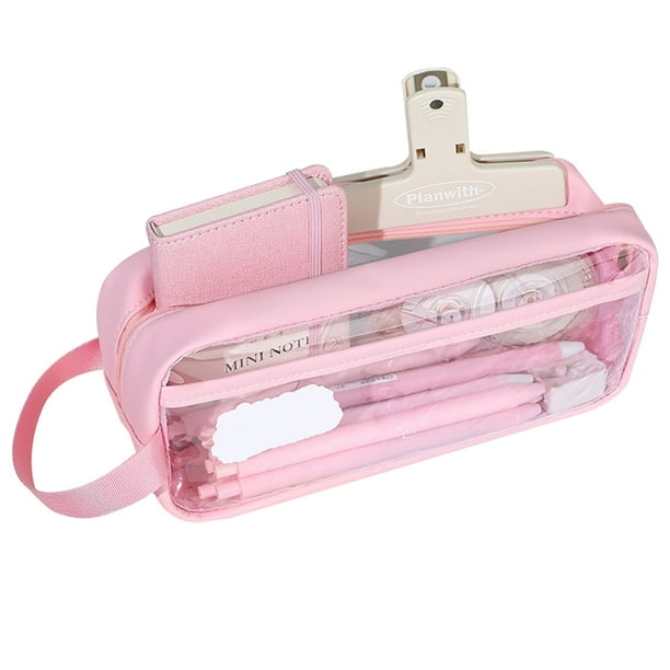 Estuche para lápices, estuche transparente para bolígrafos, estuche organizador multifunción, estuche transparente