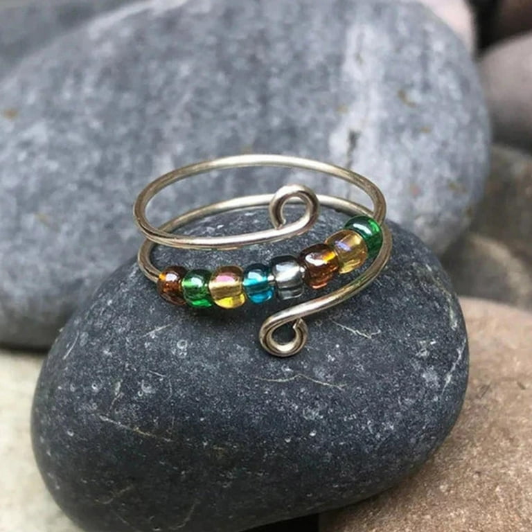 Anxiety Rings | Natural Stone Beads | Three Colors | Anxiety Rings for  Women | Anxiety Ring | Anxiety Ring for Women | Fidget Rings for Anxiety  for