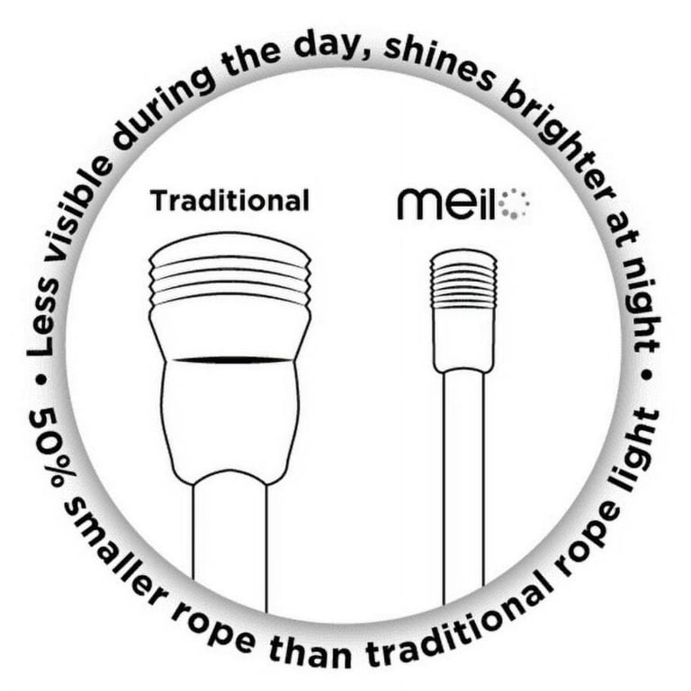 Meilo 16 FT LED Mini Rope Light Low Profile 1/4 diameter Yellow, Plug-in, Connectable, Mosquitoes Repellent for RV, Camping, Indoor/Outdoor Use, Waterproof, 360° Directional Shine, Christmas Meilo 16 FT LED Mini Rope Light Low Profile 1/4 diameter Yellow, Plug-in, Connectable, Mosquitoes Repellent for RV, Camping, Indoor/Outdoor Use, Waterproof, 360° Directional Shine, Christmas